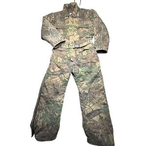 Vtg Duxbak Hunting Coveralls Mens XL Green Brown Realtree Camo Insulated USA